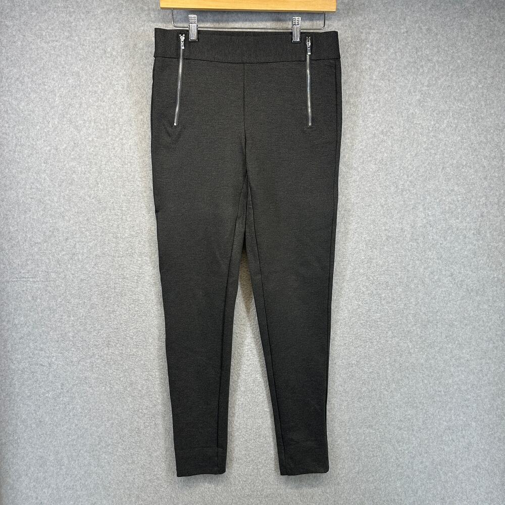 Slimming Options Pants Womens Small Gray Black Rayon Blend Two Zip Front Ankle